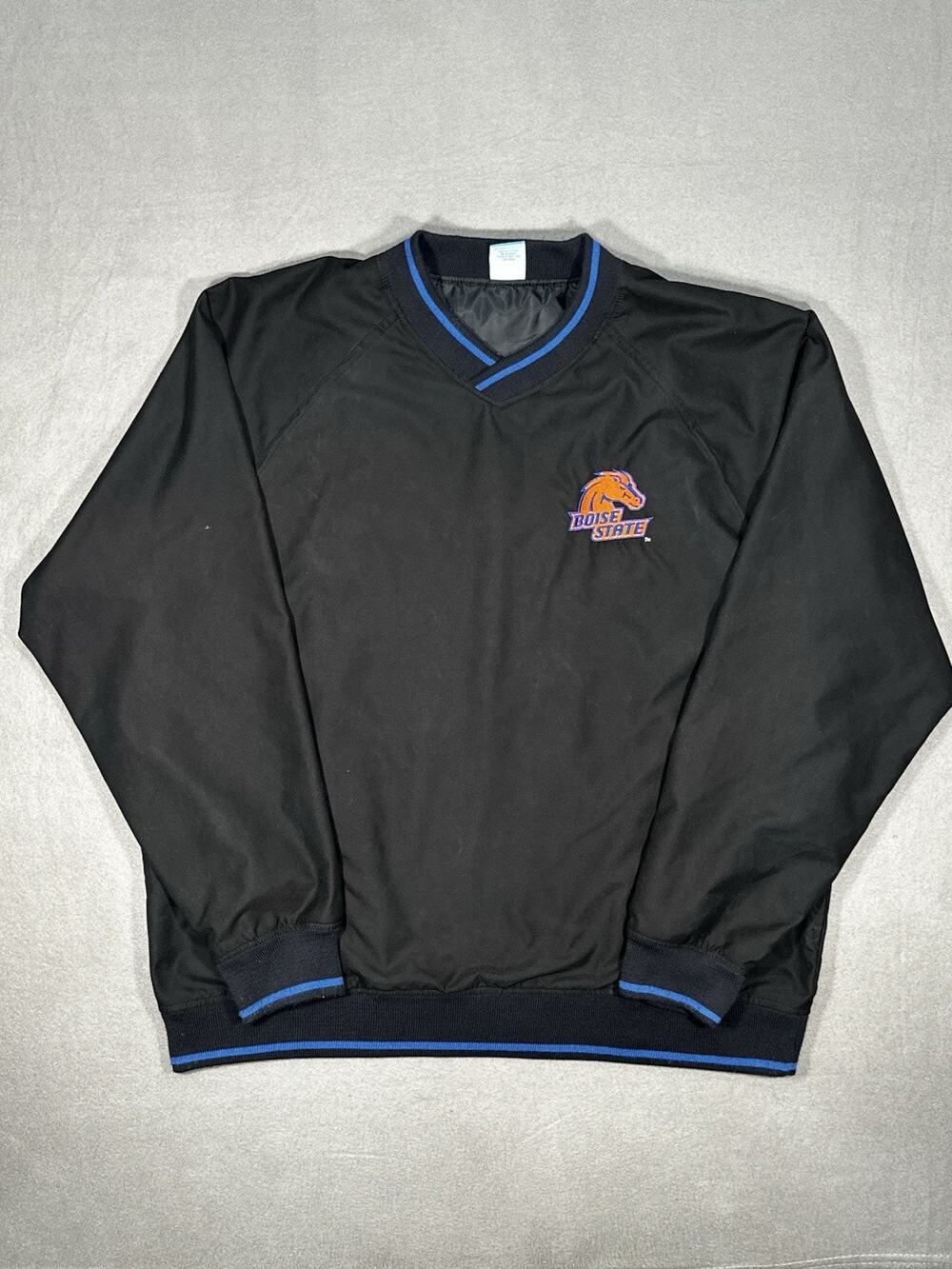 Boise State Broncos Pullover Windbreaker Jacket Men’s XL Black 72 Blue NCAA